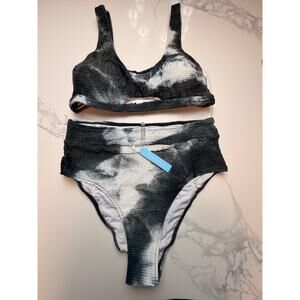 NWT Textured Tie Dye High Waist Bikini Set XL